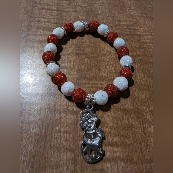 Snowman Joy charm beaded stretch bracelet - Picture 2 of 3